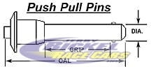 Push Pull Pins T-Handle 1/4" Diameter, 2.000 Grip, Overall Length 3.500"