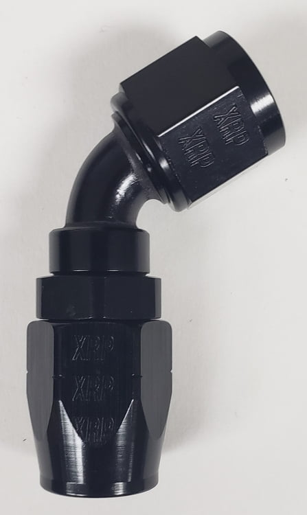 -6 60&ordm; Double Swivel Hose End - Aluminum - Black Anodized